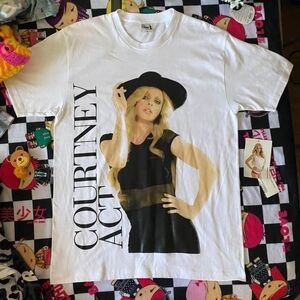 White Graphic T-Shirt with Black Hat Design